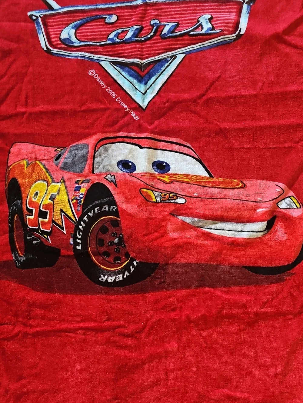 Walt Disney 2006 Pixar Film Cars Children's Red Racing Theme Beach Towel